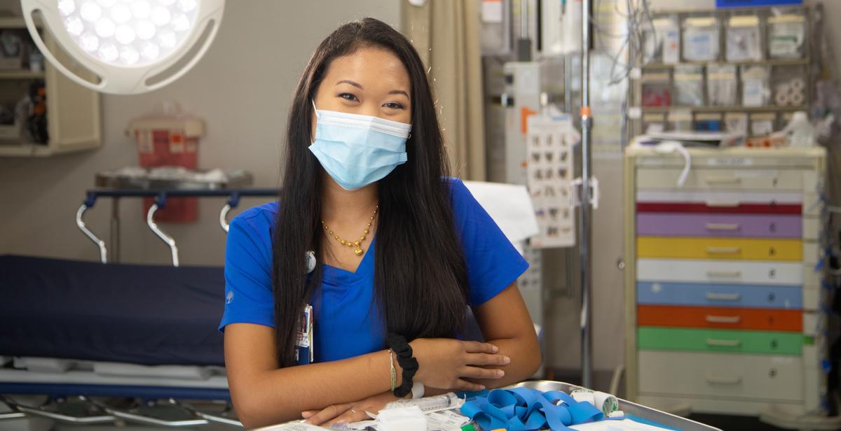 Serena Thidasongsavanh works as a nurse in the emergency department at USA Health University Hospital. Compared with other academic medical centers in the United States, the University Hospital emergency department handles some of the most complex and challenging cases requiring the highest level of care. 